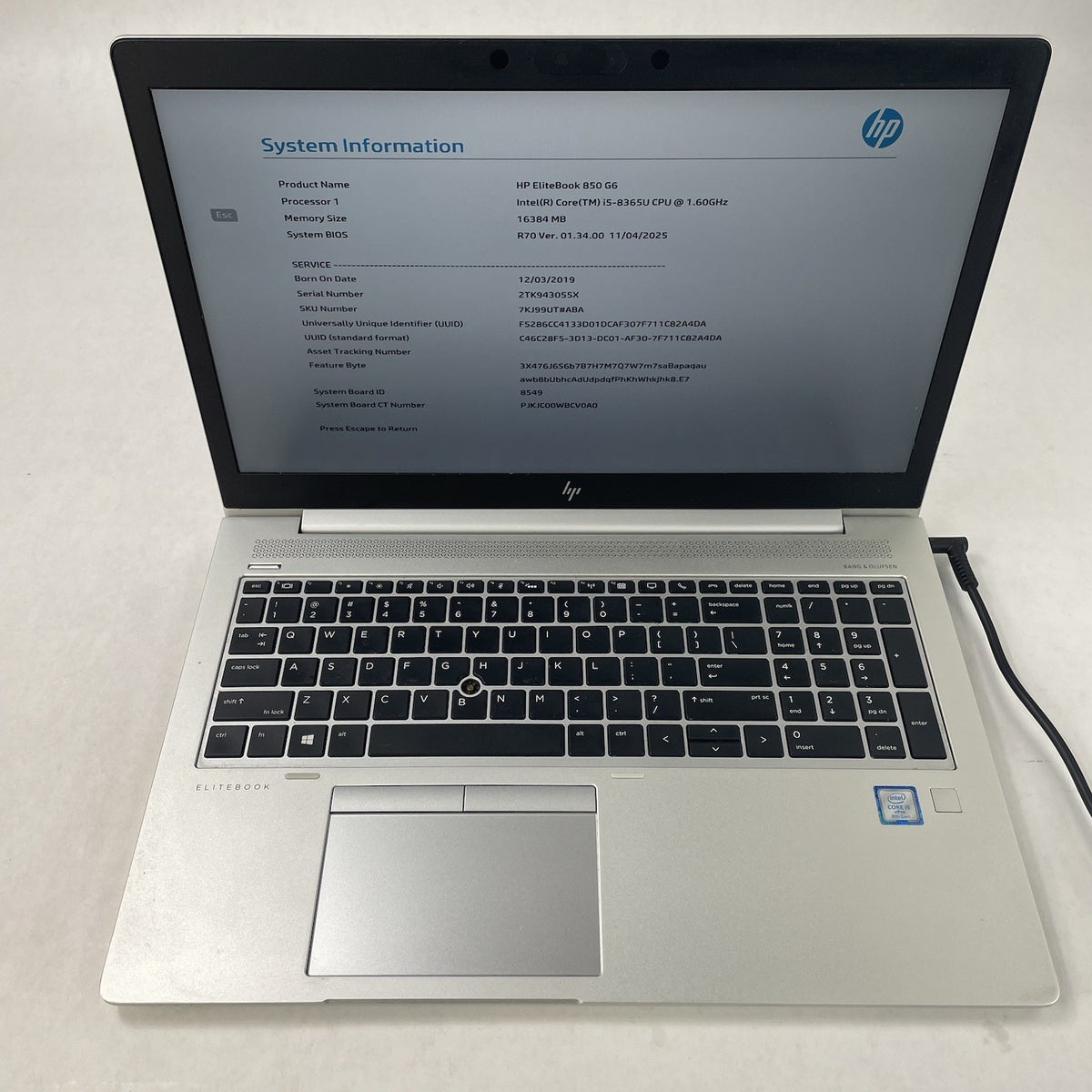 HP EliteDesk 850 G6 15.6" i5-8365U 1.60 GHz 16 GB RAM No SSD/OS/AC3