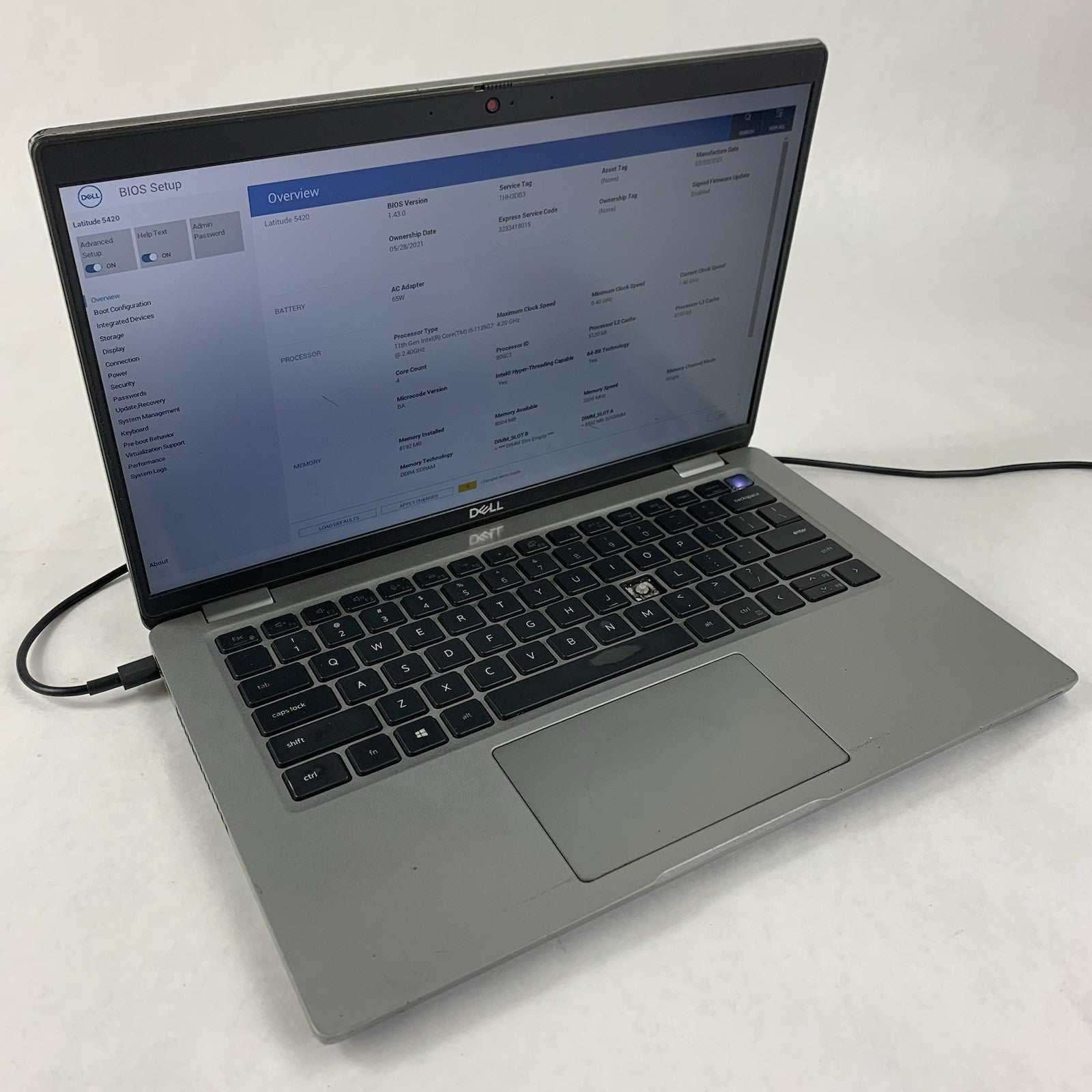 Dell Latitude 5420 14" i5-1135G7 1.40 GHz 8 GB RAM No SSD/OS/AC/BATT/K Key0