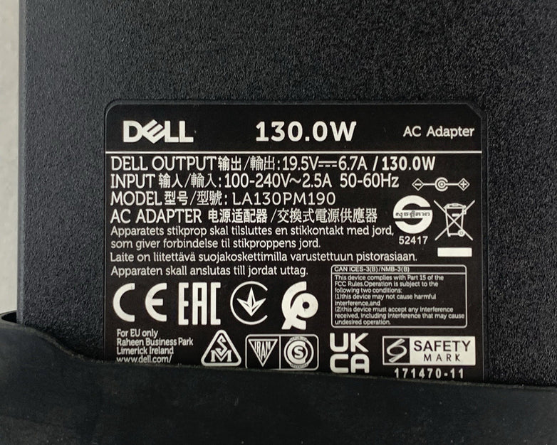 Dell 130W LA130PM190 19.5V 6.7A 130W AC Adapter Charger Large Barrel Lot of 5x