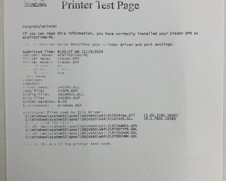 Craden Peripherals DP9 Passbook/Transcation Printer No Ribbon Bad Carriage Parts