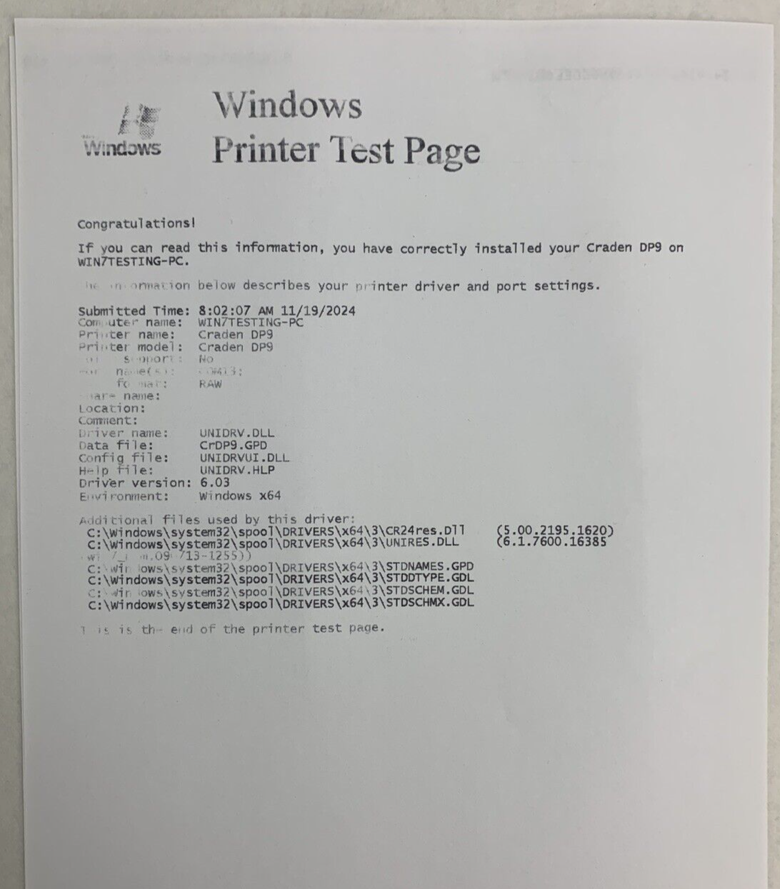 Craden Peripherals DP9 Passbook/Transcation Printer No Ribbon Bad Carriage Parts