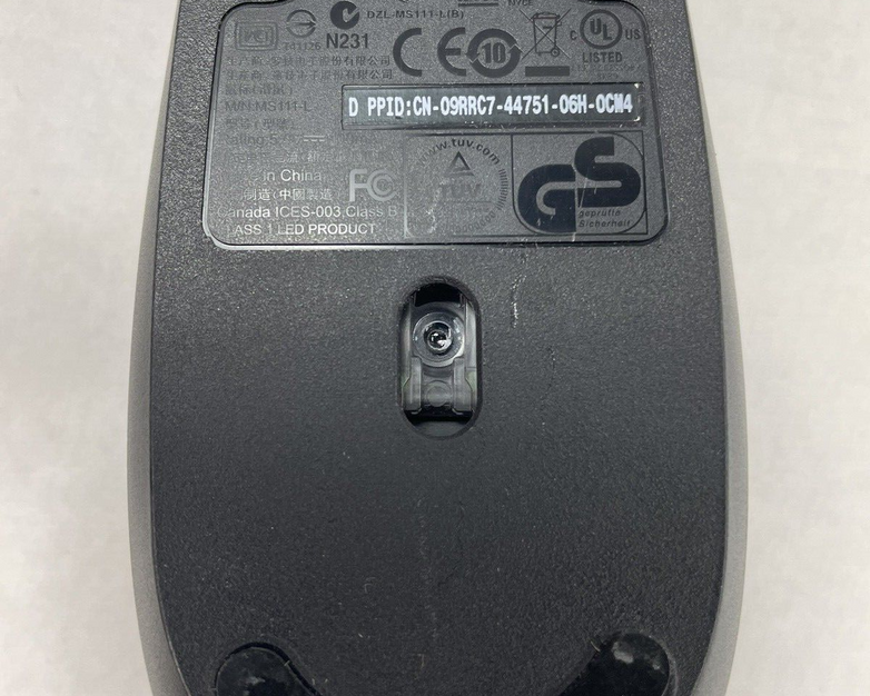 Dell MS111-L/MS111-L(B) USB Wired Optical Mouse Black with Scroll Wheel Lot of 4