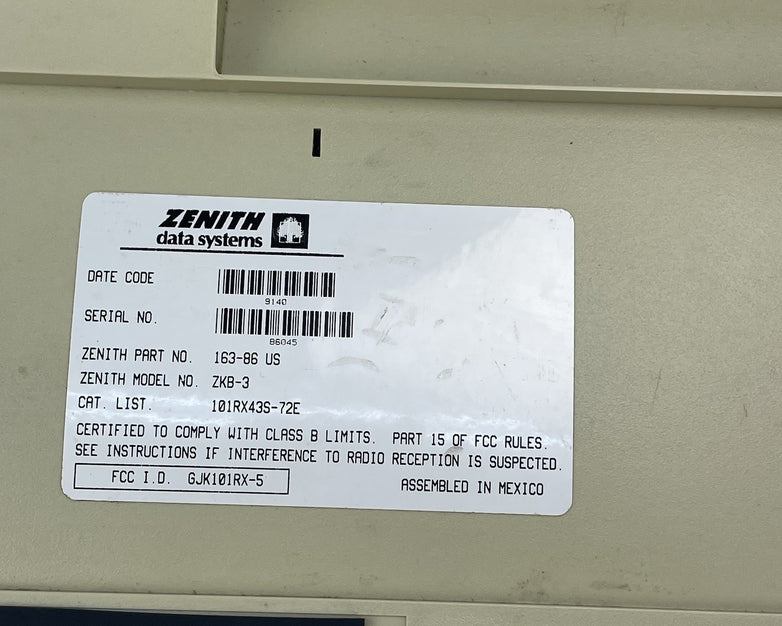 Zenith ZKB-3 163-86US GJK101RX-5 Vintage Mechanical Keyboard  Untested