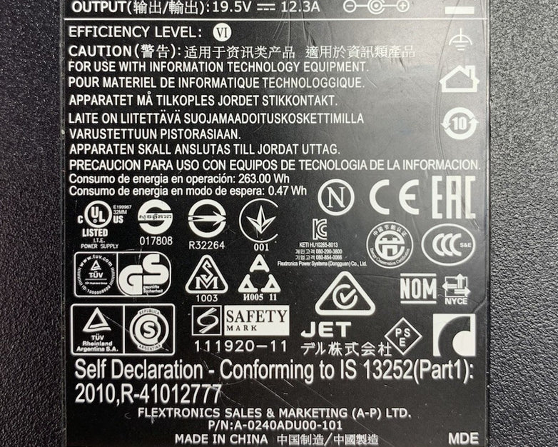 Flextronics GA240PE1-00 19.5V 12.3A 240W AC Adapter Power Supply (Lot of 2)