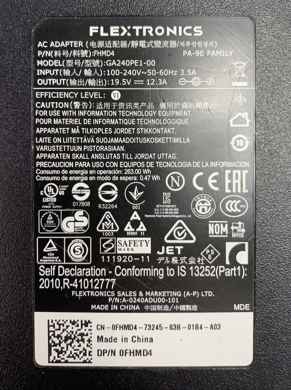Flextronics GA240PE1-00 19.5V 12.3A 240W AC Adapter Power Supply (Lot of 2)6