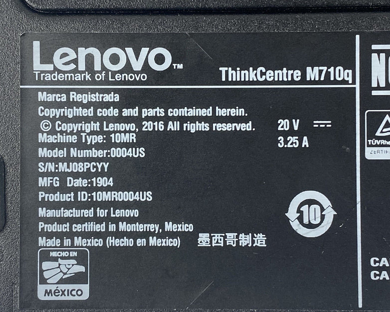 Lenovo ThinkCentre M710q Micro Intel Core i5-7500T 2.7GHz 16GB RAM No HDD OS AC