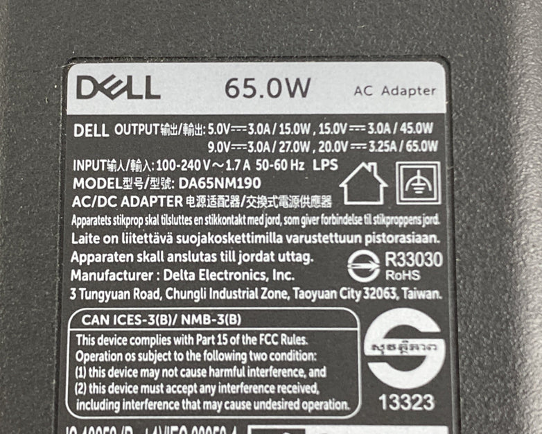 Dell DA65NM190 65W USB-C AC Adapter No Power Cord Mix Lot of 2 w/ LA65NM190