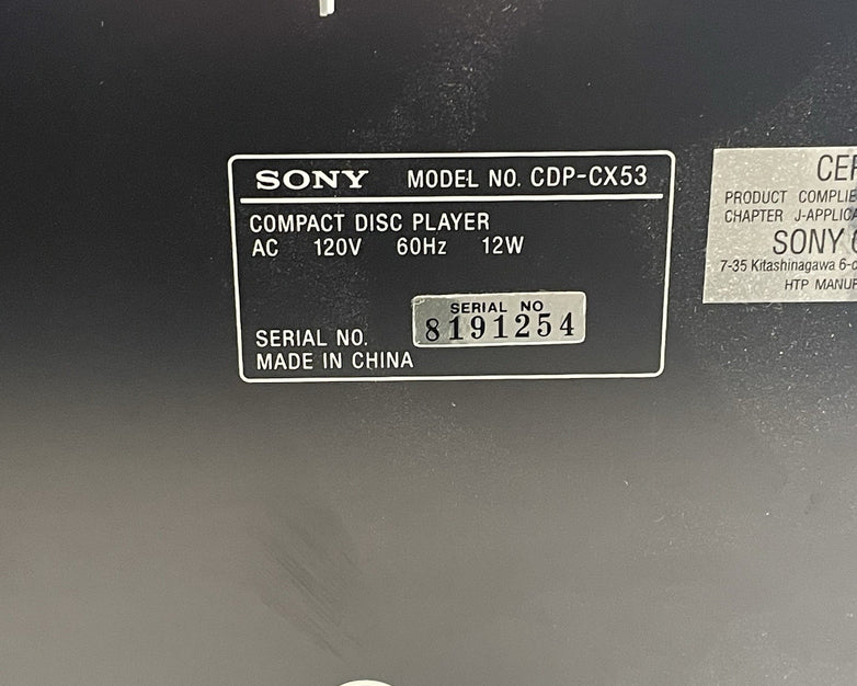 Sony CDP-CX53 50 Disc +1 CD Mega Storage Changer Player Carousel Tested