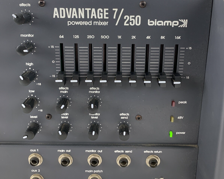 Biamp Advantage 7/250 Biamp Powered Mixer Level Controls Scratch Parts Or Repair