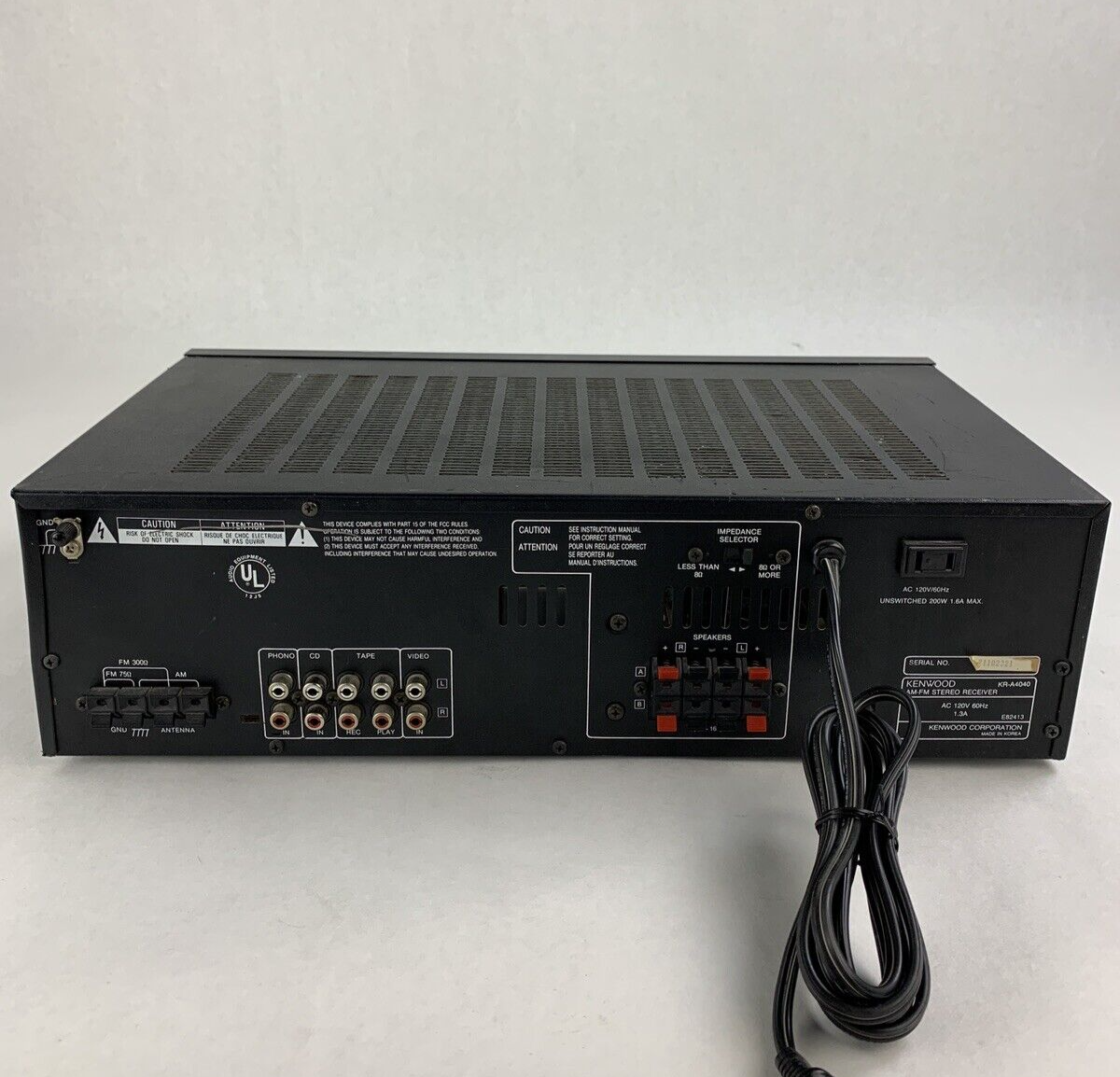 Kenwood KR-A4040 2 Channel Stereo Receiver No Remote No Power For Parts