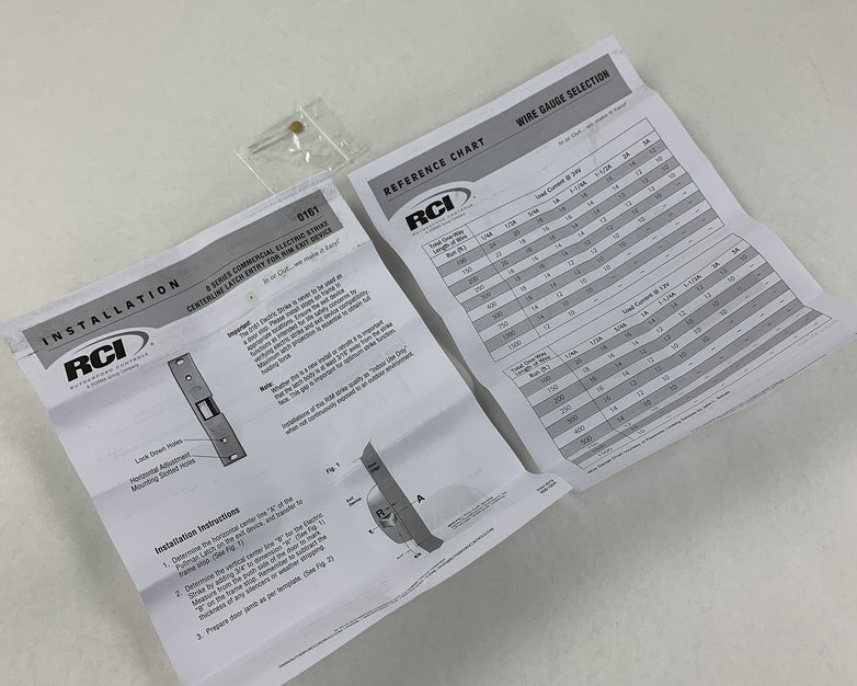RCI 0161-08 0161x08x32D Stainless Steel Electric Strike Plate 24V AC/DC Used