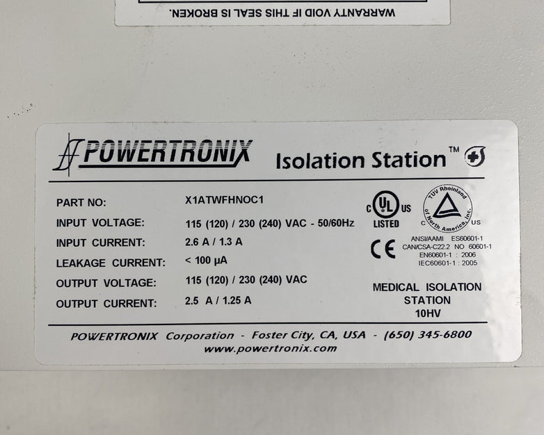 Powertronix Z1ATWFHNOC1 Isolation Station 115 / 230VAC 2.5A / 1.25A - Untested