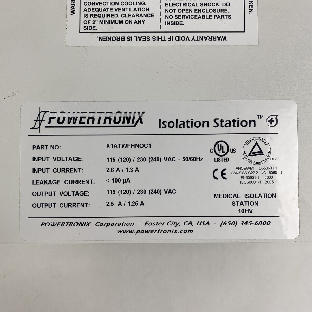 Powertronix Z1ATWFHNOC1 Isolation Station 115 / 230VAC 2.5A / 1.25A - Untested6