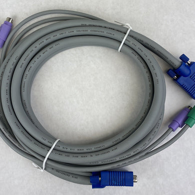 KVM Switch Cable 6-pin PS2 Keyboard Mouse & HD15 VGA Male to Male (Lot of 3)