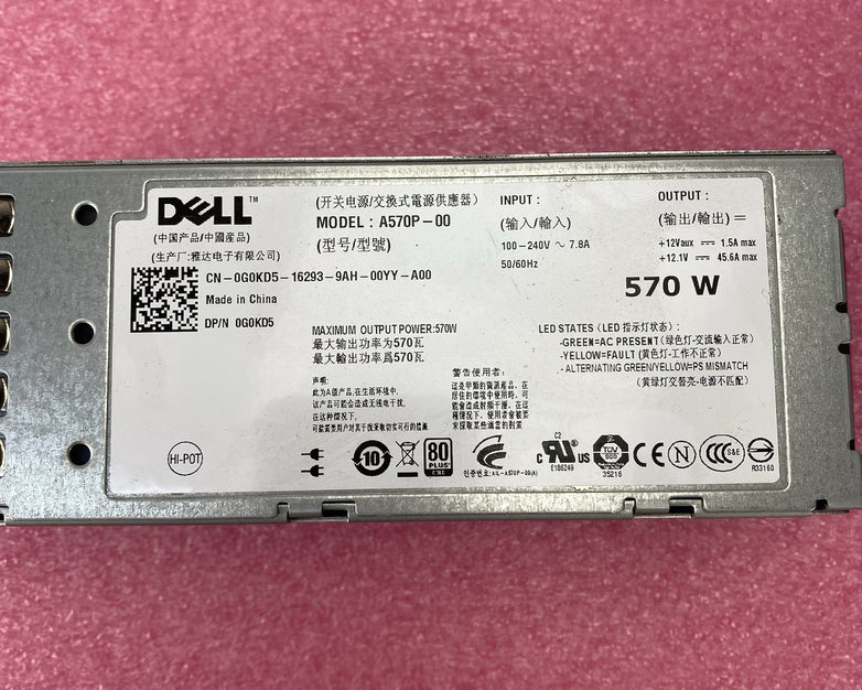 Dell A570P-00 570W Power Supply Lot of 2