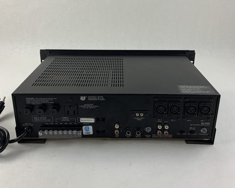 University Sound  MA605B  60-Watt Mixer-Amplifier Tested