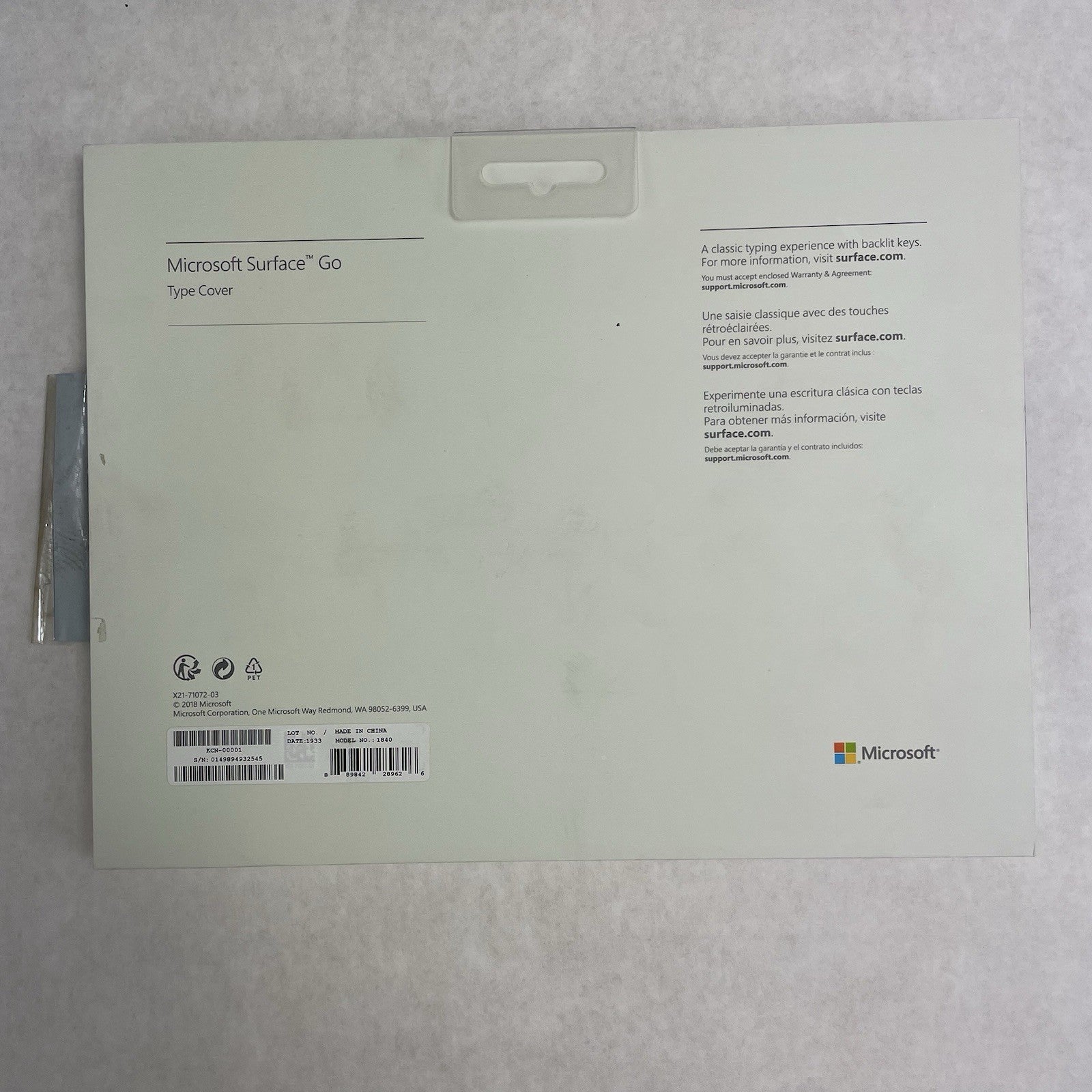 Microsoft 1840 Surface Go Type Cover Keyboard