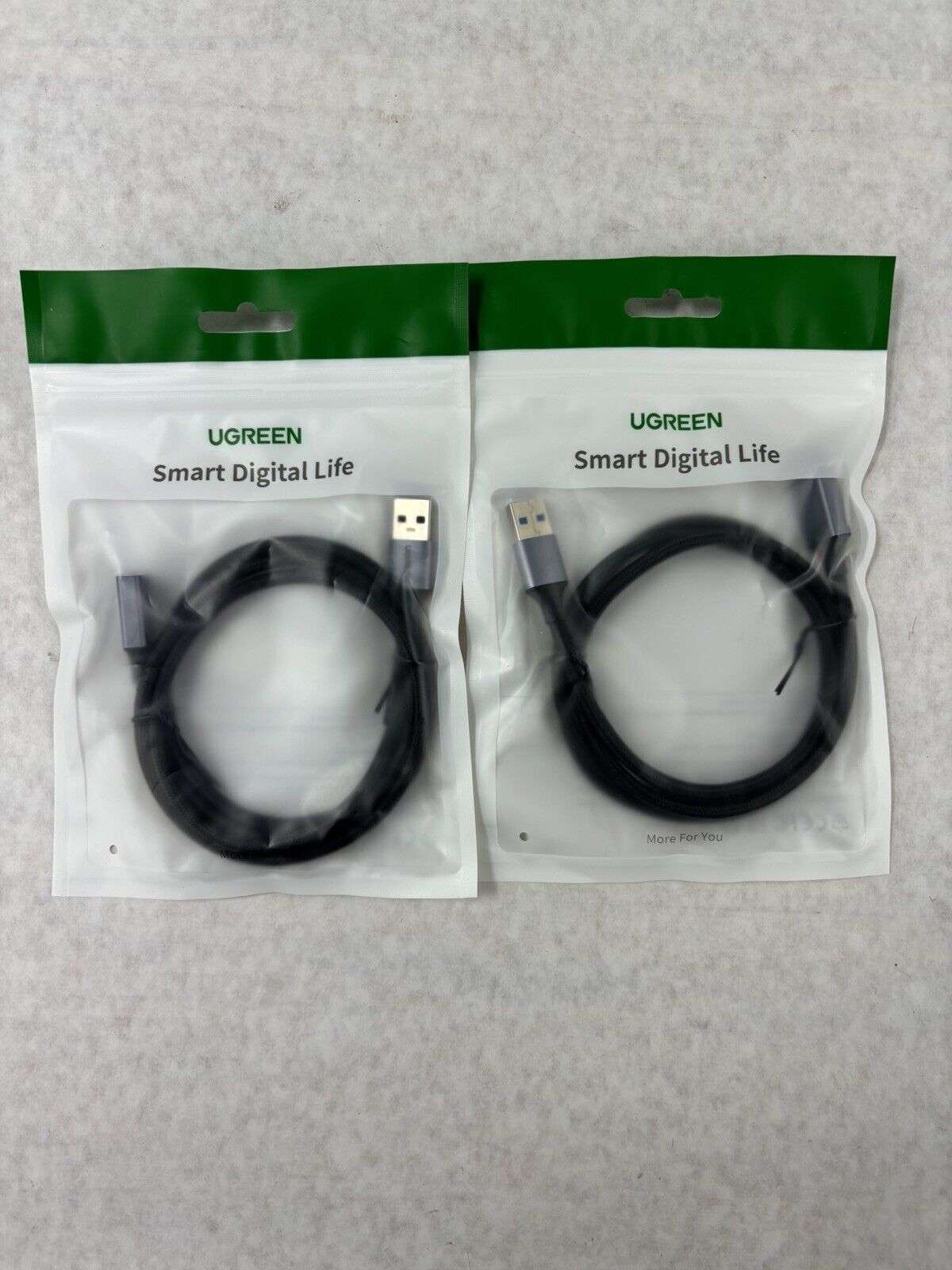 Pair of UGREEN USB A 3.0 Male to Female Extension Cable Nylon Braided