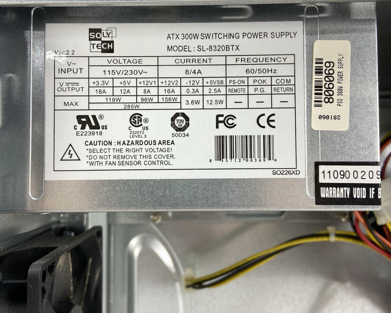 SYX Mini Tower Computer Case Soly Tech ATX300W Switching Power Supply