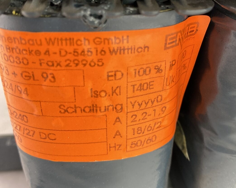 EMB WITTLICH Transformer PU93 + GL93 UNTESTED Grade D