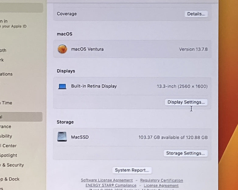 Apple MacBook Pro A1708 2017 Retina 13" 2.3GHz i5 8GB RAM 120GB SSD macOS 13.7.8