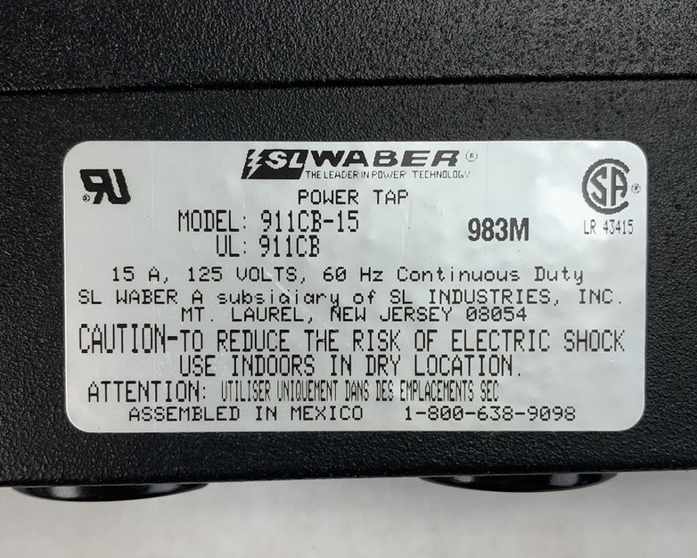 SL Waber 911CB-15 15A 125V 60Hz Power Tap