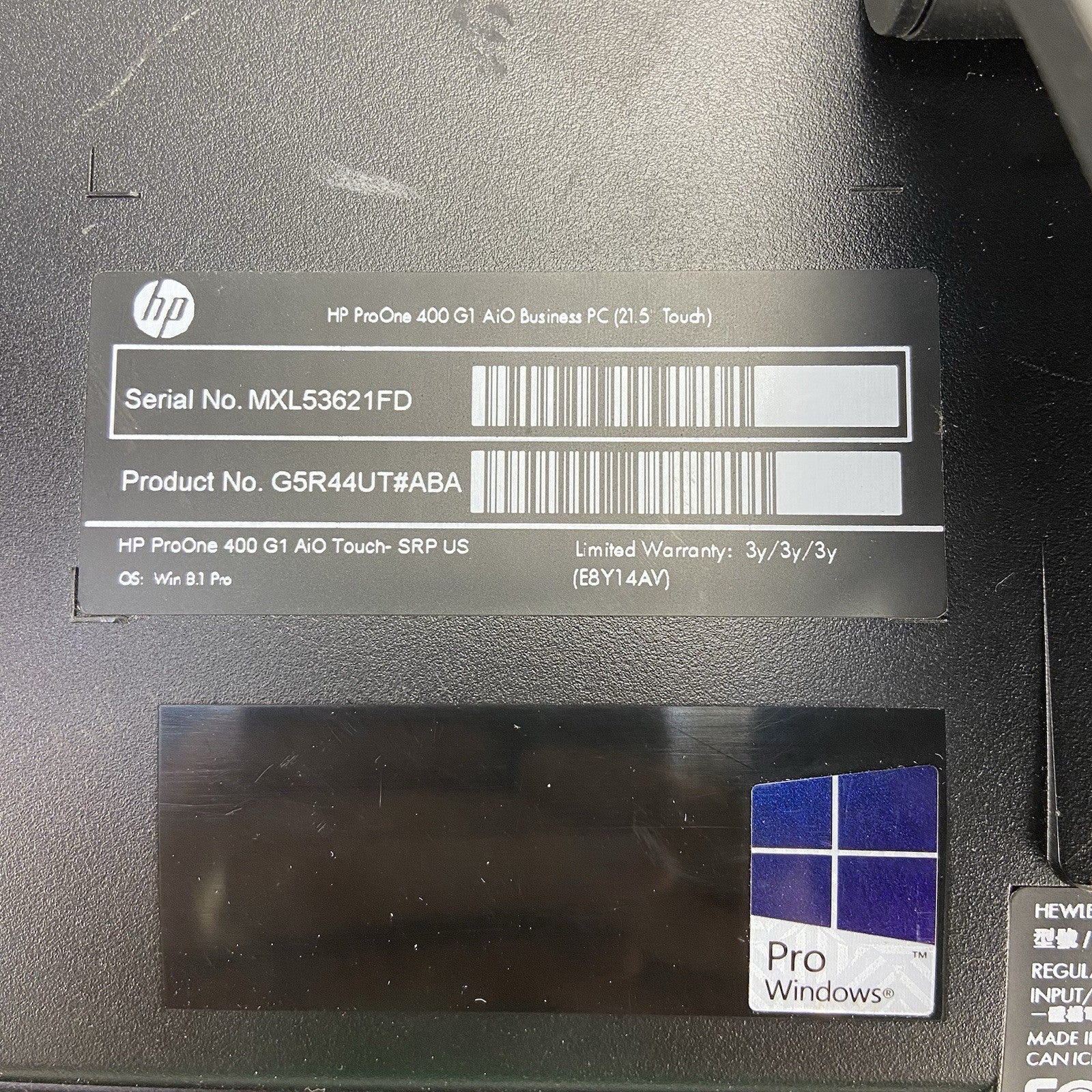 HP ProOne 400 G1 AIO Intel Core i5-4590T 2GHz 8GB RAM No HDDOSAC7