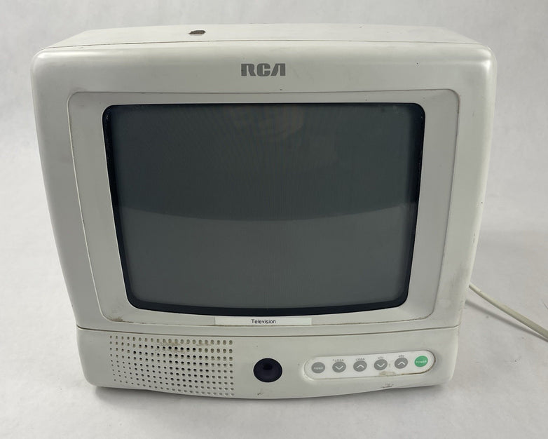 RCA 9” E09344 White CRT Tube TV No Remote Power Tested