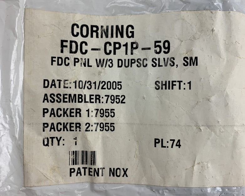Corning FDC-CP1P-59 FDC PNL W/3 Duplex SC SLVS