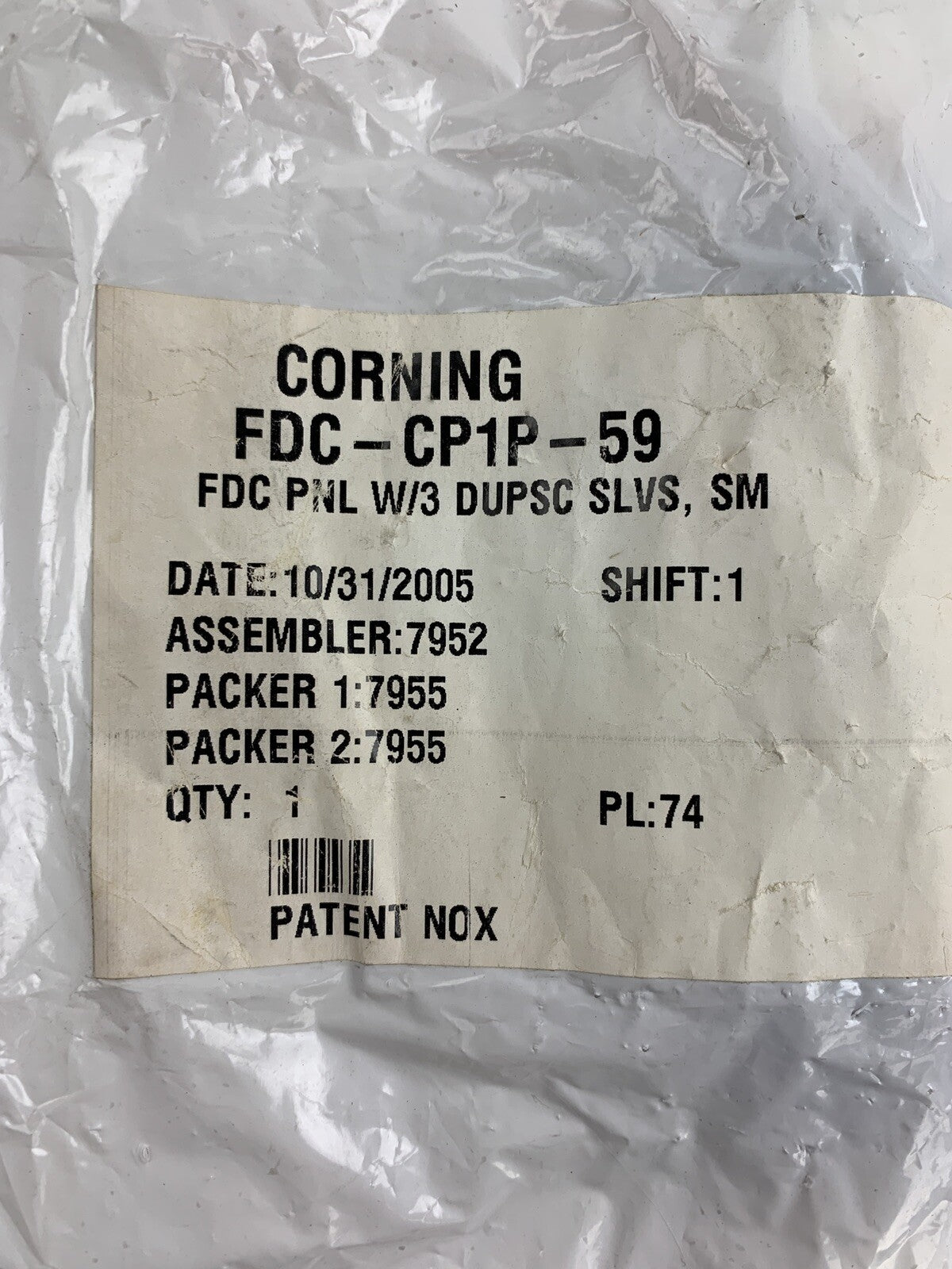 Corning FDC-CP1P-59 FDC PNL W/3 Duplex SC SLVS2