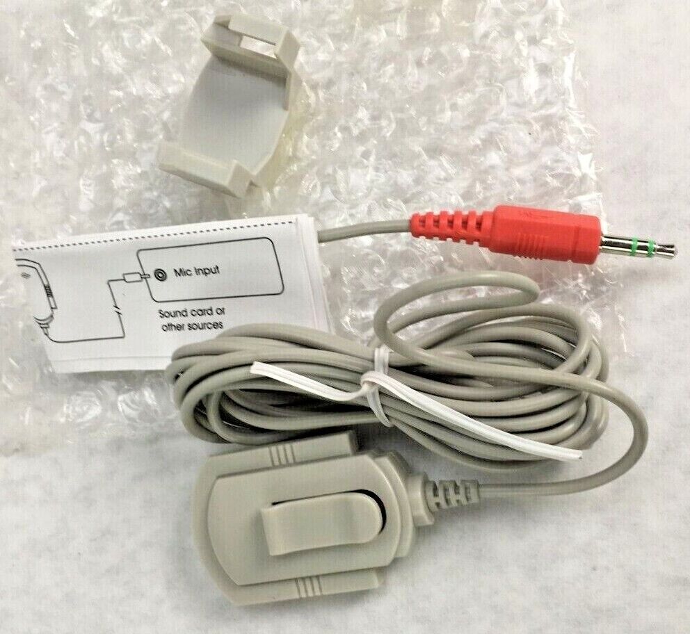 Cyber Acoustics ACM-1B OEM 8ft Wired Clip-on Microphone Lapel Monitor Gray