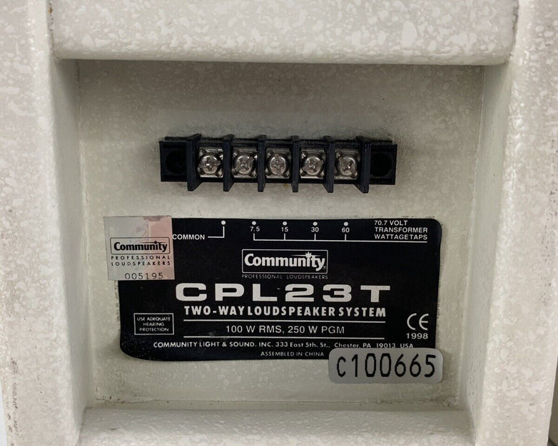 Pair of Community CPL23T 2-Way 100/250W 70v /8Ω MultiTap Loud Speaker White
