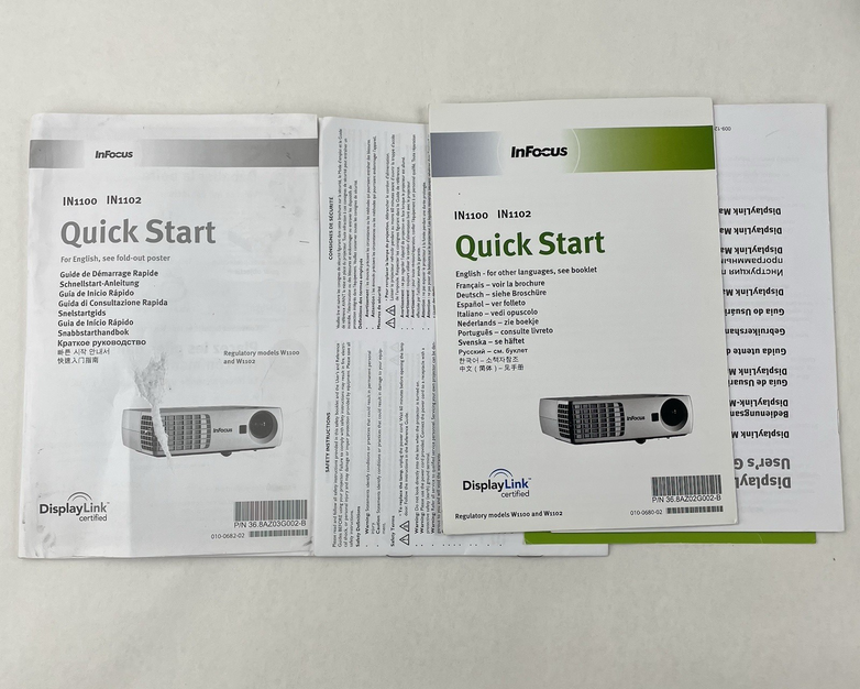 Infocus IN1102 DLP Lamp 1280x800 453 Hours W/ Assecories