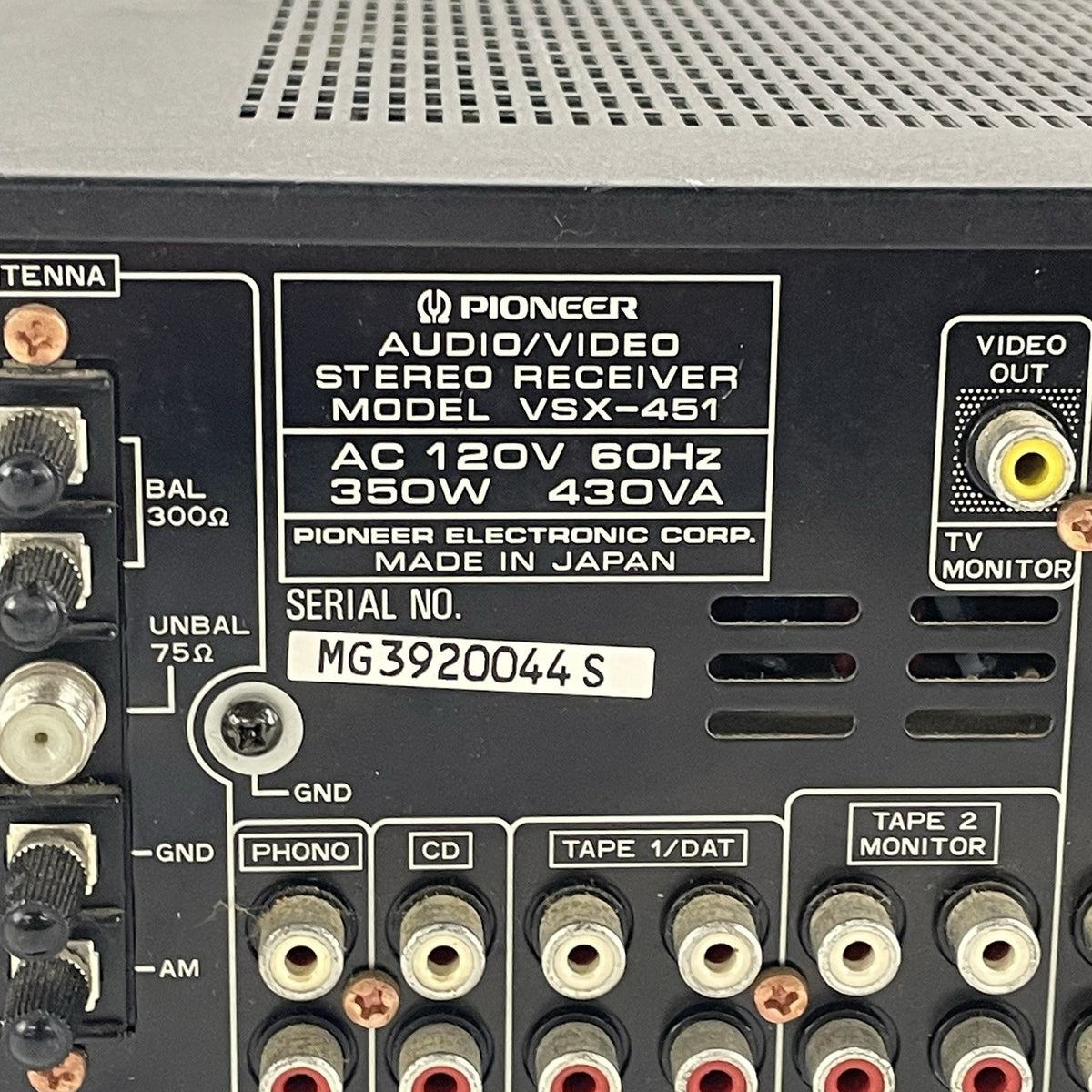 Pioneer VSX-451 Audio Video Stereo Receiver For Parts No Output7
