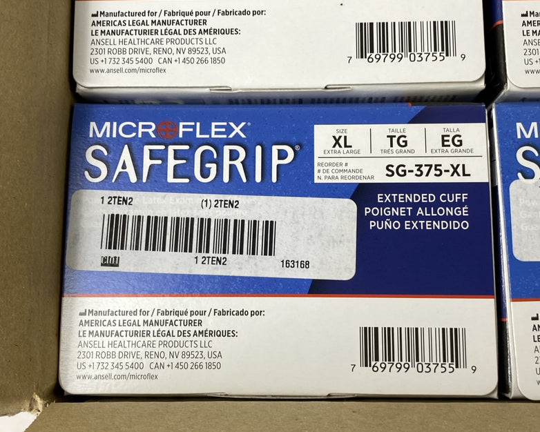 Ansell Microflex SafeGrip SG-375-XL Latex Exam Gloves Extra Large - 500 Count