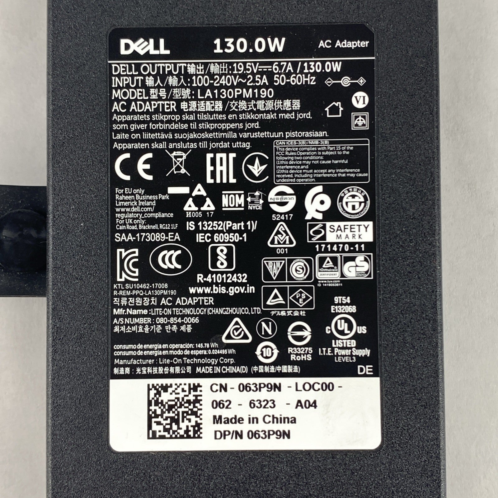 Dell LA130PM190 130W AC Adapter lot of 65