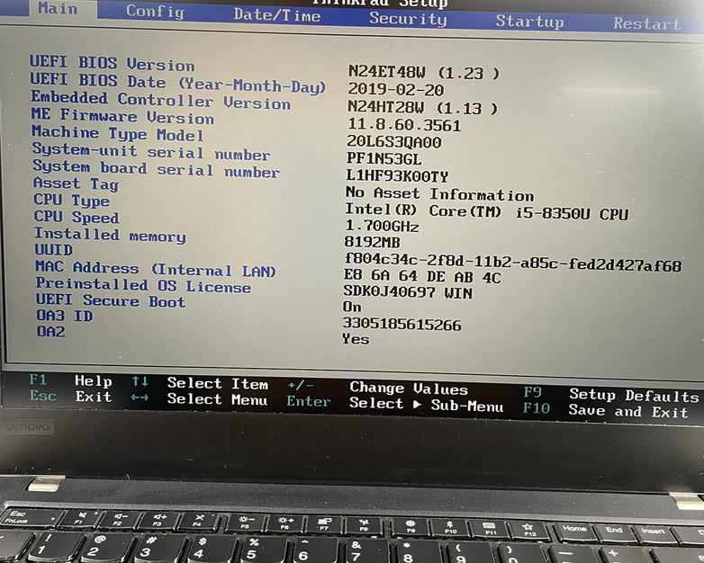 Lenovo ThinkPad T480 14" i5-8350U 1.70 GHz 8 GB RAM No SSD/AC/OS/Battery