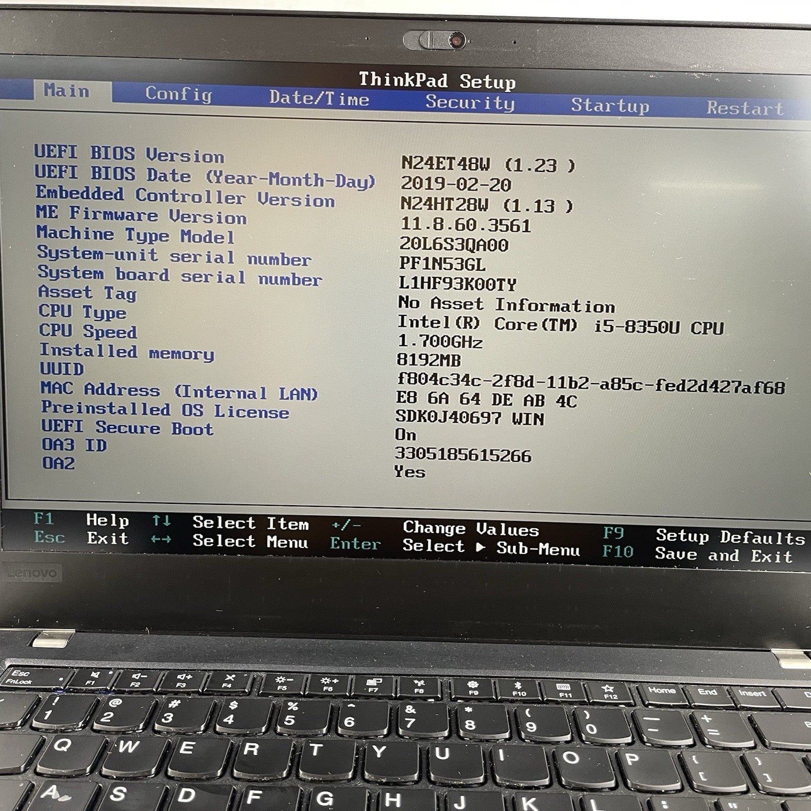 Lenovo ThinkPad T480 14" i5-8350U 1.70 GHz 8 GB RAM No SSD/AC/OS/Battery2