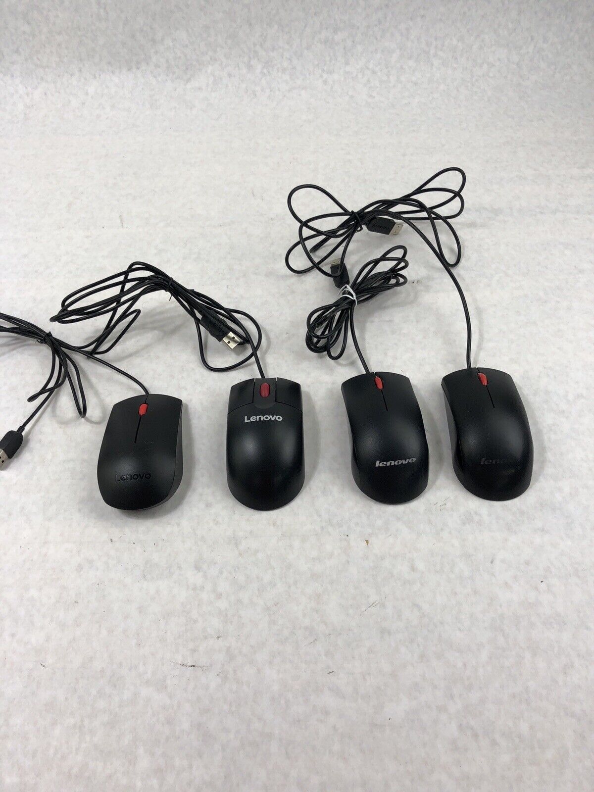 Assorted Lenovo Wired USB Mice - 2 45J4889 - 1 0PH133 - 1 03X6861 (Lot of 4)