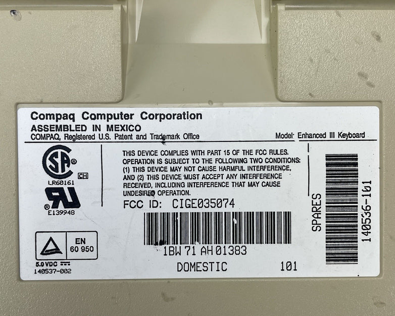 Compaq Enhanced III Vintage Keyboard Yellowed Tested