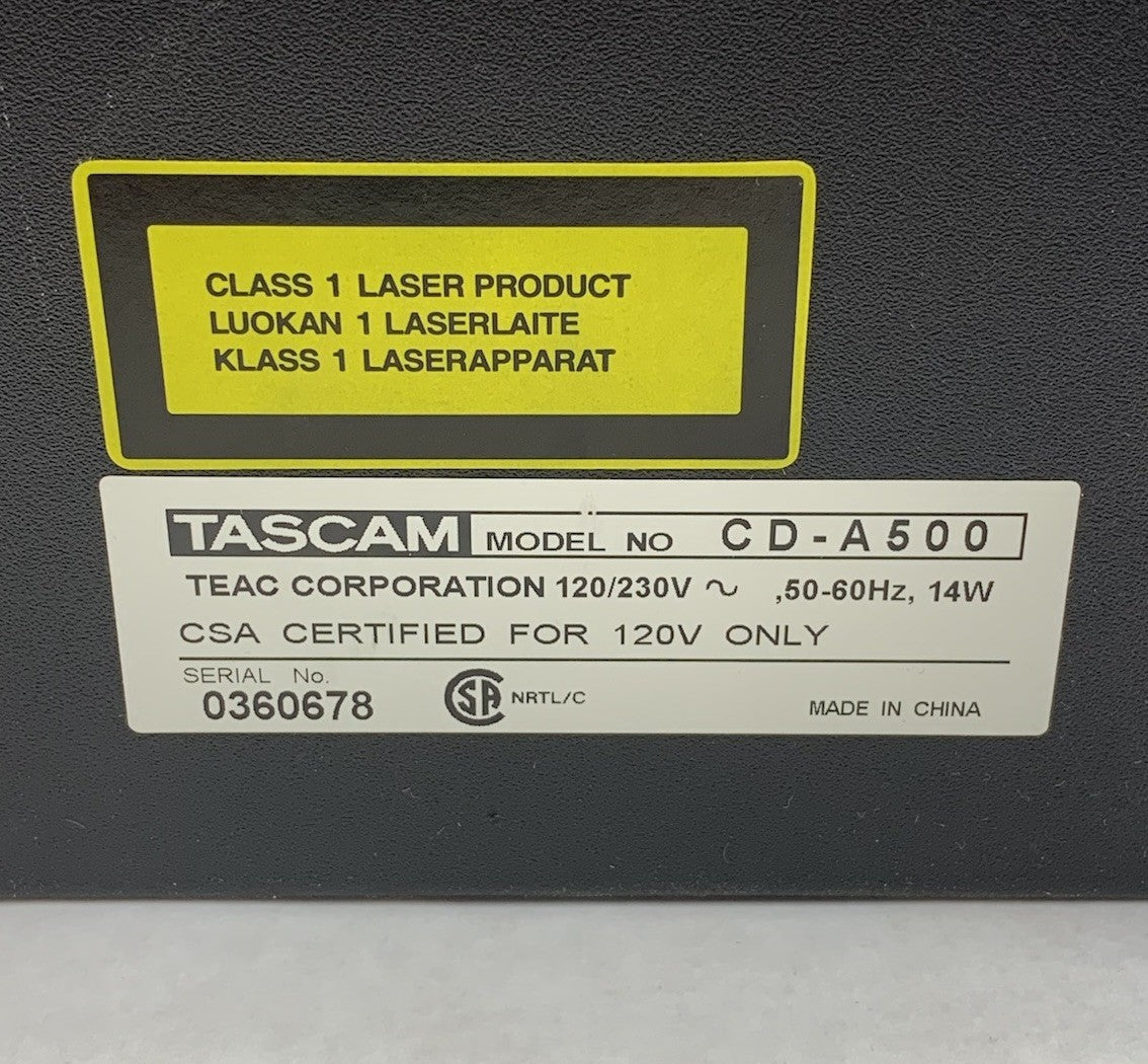 Tascam CD-A500 CD Player / Cassette Combination Deck - Parts or Repair
