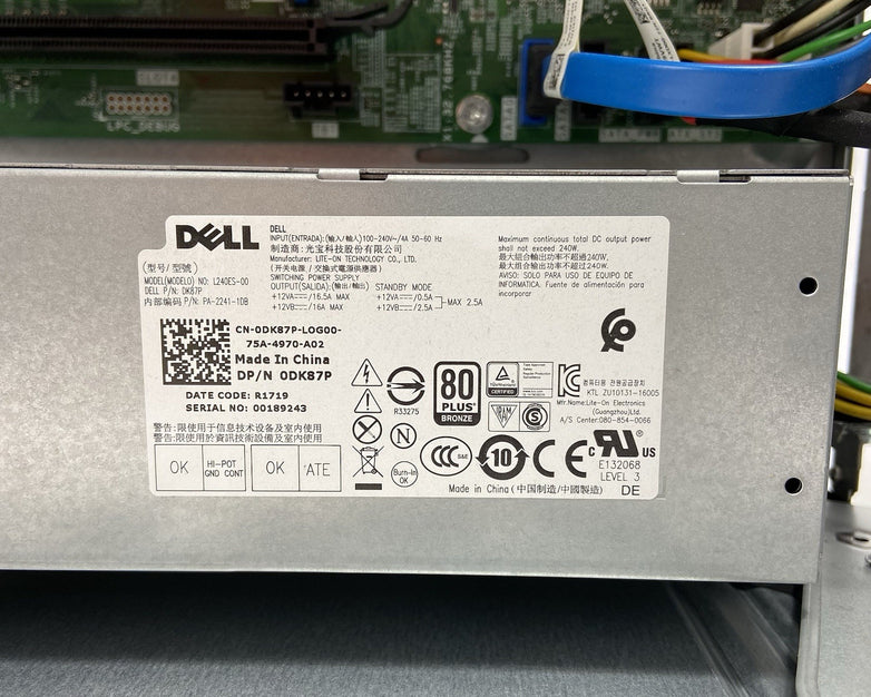 Dell Optiplex 7050 MT Intel Core i7-7700 3.6GHz 8GB RAM No HDD No OS