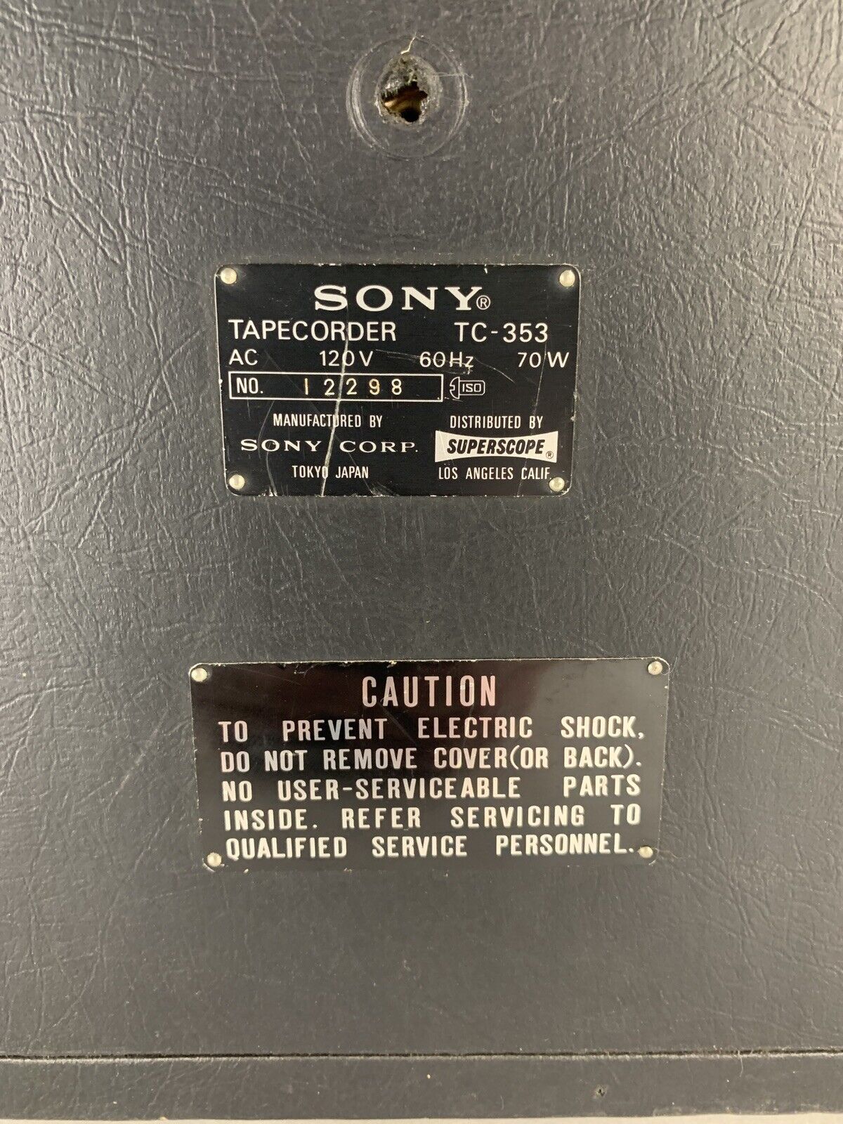 Sony TC-353 Three Head Stereo Tape Recorder for Parts and Repair Powers On