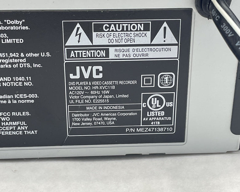 JVC HR-XVC11BJ DVD and VCR Combo Player No Remote Tested/Working