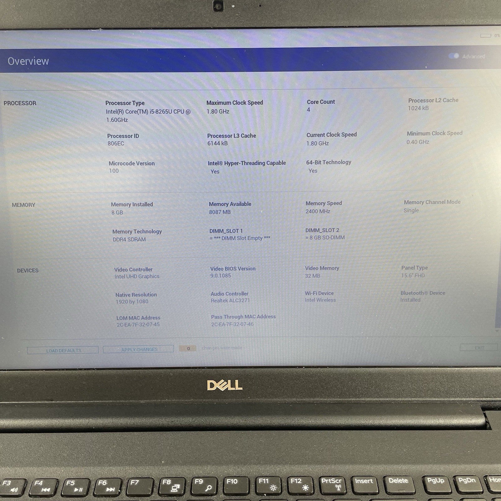 Dell Latitude 3500 15.6" i5-8265U 1.60GHz 8GB RAM No SSD/OS/AC/Batt - Bad Bottom2