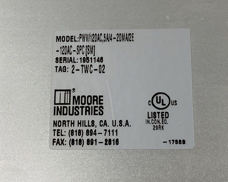 Moore Industries PWR/120AC,5A/4-20MA/2E-120AC-SPC(SM) Transducer MW/MVAR