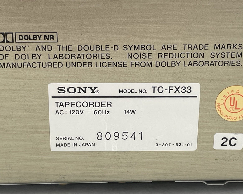 Sony TC-FX33B Stereo Cassette Deck For Parts