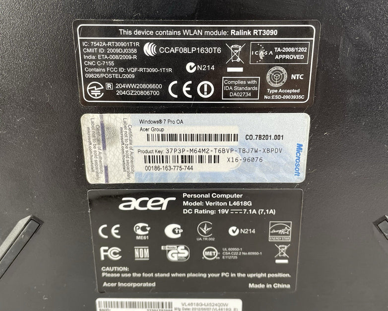 ACER Veriton L4618G Micro Intel Core i5-2400S 2.50 GHz 1x4 Gb RAM No HDD No OS