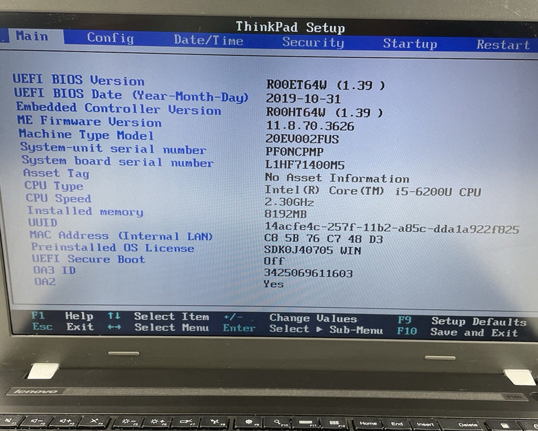 Lenovo ThinkPad E560 15.6" i5-6200U 2.30 GHz 8 GB RAM No SSD/OS/AC