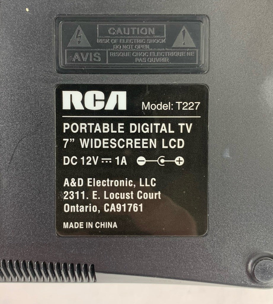 RCA T227 7" Portable Digital TV - Tested w/ AC Adapter7